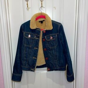 Blue Denim Jacket with soft beige inside.